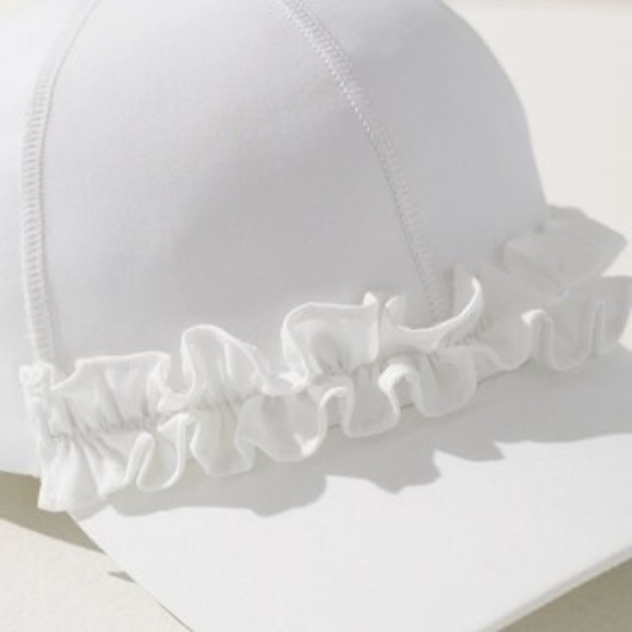 Chico's Neema UPF Ruffle Baseball  White Cap - Picture 3 of 4